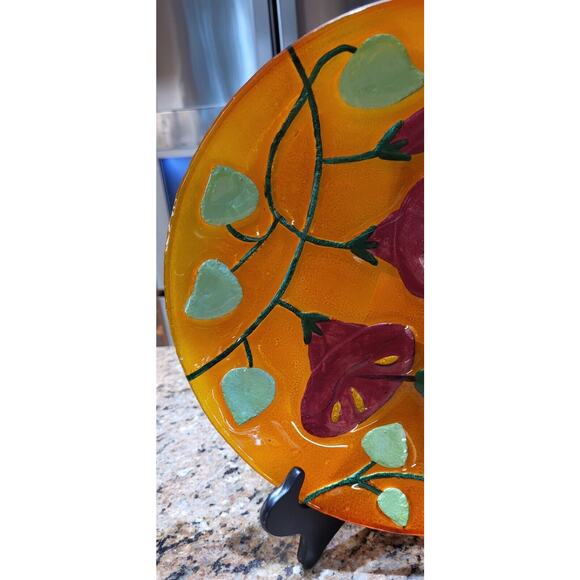 Morocco Style 12" Plate With Hummingbirds & Trumpet Flowers - Picture 4 of 9